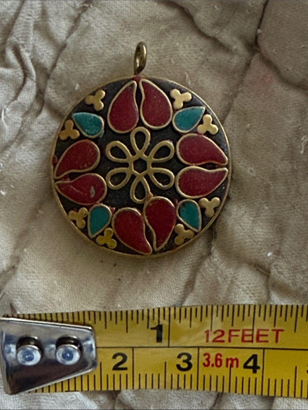 Pendant mosaic round black adjustable neck cord or leather if you prefer